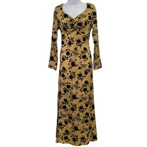 Y2K Green Black Woodland Fairy Floral Maxi Dress Dark Romanticize 6 Whimsigoth